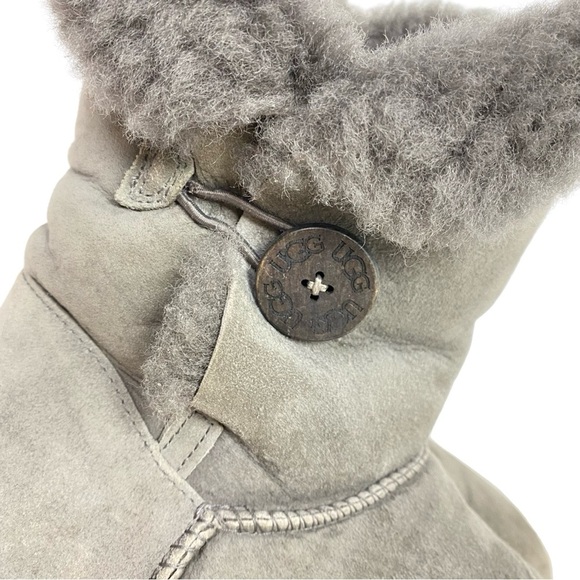 Ugg Bailey Button Boot Womens Size 10 Suede Fur Gray Boots Shoes Booties Grey - Picture 7 of 13